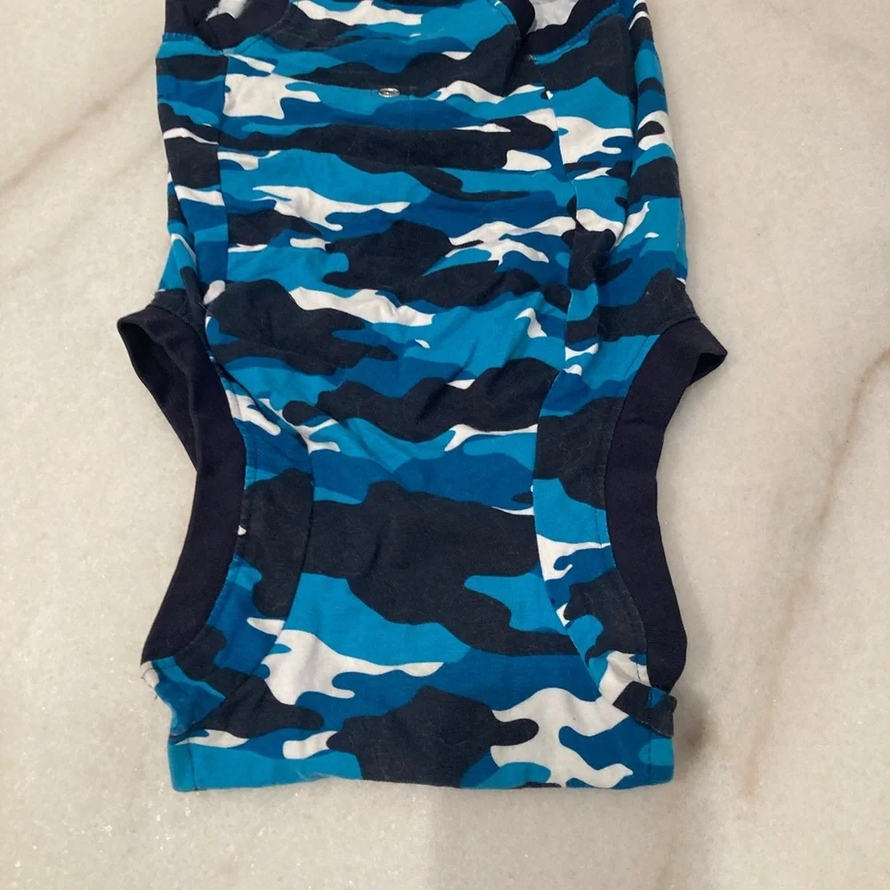 Dog Recovery Suit - Blue Camo - size small